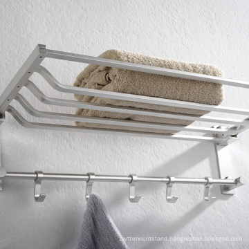 Custom High Quality Bathroom Kitchen Stainless Steel single Pole Towel Bar Holder with hooks